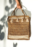 Kaiyare  Banana Fibre Striped large tote bag