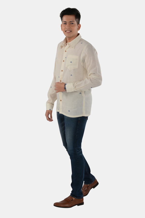 Tamaksh Men's White Organic Cotton Handcrafted Shirt
