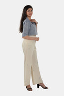 Tamaksh Women's White Blue Organic Cotton Handcrafted Co-ord Set