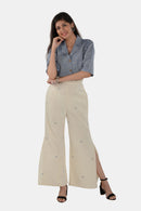 Tamaksh Women's White Blue Organic Cotton Handcrafted Co-ord Set