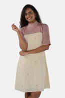 Tamaksh Women's White Red Organic Cotton Handcrafted Dress