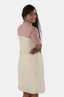 Tamaksh Women's White Red Organic Cotton Handcrafted Dress