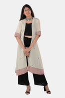 Tamaksh Women's White Red Organic Cotton Handcrafted Jacket