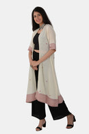 Tamaksh Women's White Red Organic Cotton Handcrafted Jacket