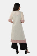 Tamaksh Women's White Red Organic Cotton Handcrafted Jacket