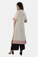 Tamaksh Women's White Red Organic Cotton Handcrafted Jacket