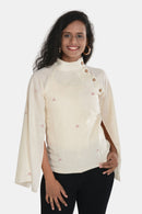 Tamaksh Women's White Organic Cotton Handcrafted Top