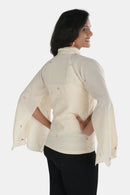 Tamaksh Women's White Organic Cotton Handcrafted Top