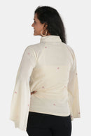 Tamaksh Women's White Organic Cotton Handcrafted Top