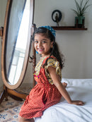 Prathaa Natkhat 100% Cotton Bagru Girls Dungaree