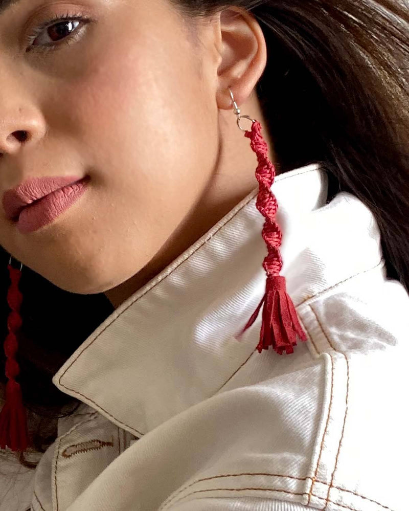 Noupelle  Kalon Red Upcycled Leather Earrings