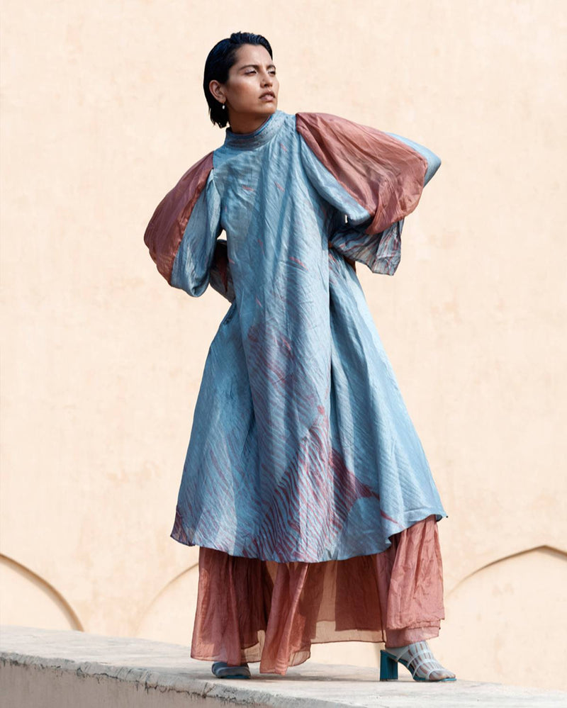 The Loom Art  Blush & Teal Dupian Silk Dress