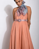 The Loom Art  Salmon Tan Cotton Silk Dress