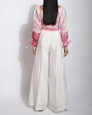 The Loom Art  White Pleated Chanderi Silk Pants