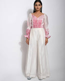 The Loom Art  White Pleated Chanderi Silk Pants