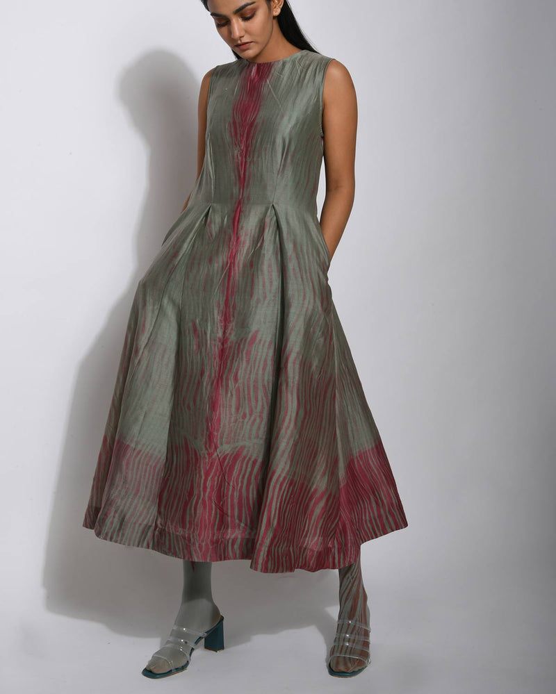 The Loom Art  Pickle & Wine Chanderi Silk Dress