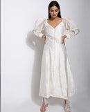 The Loom Art  Pearl White Silk Dress