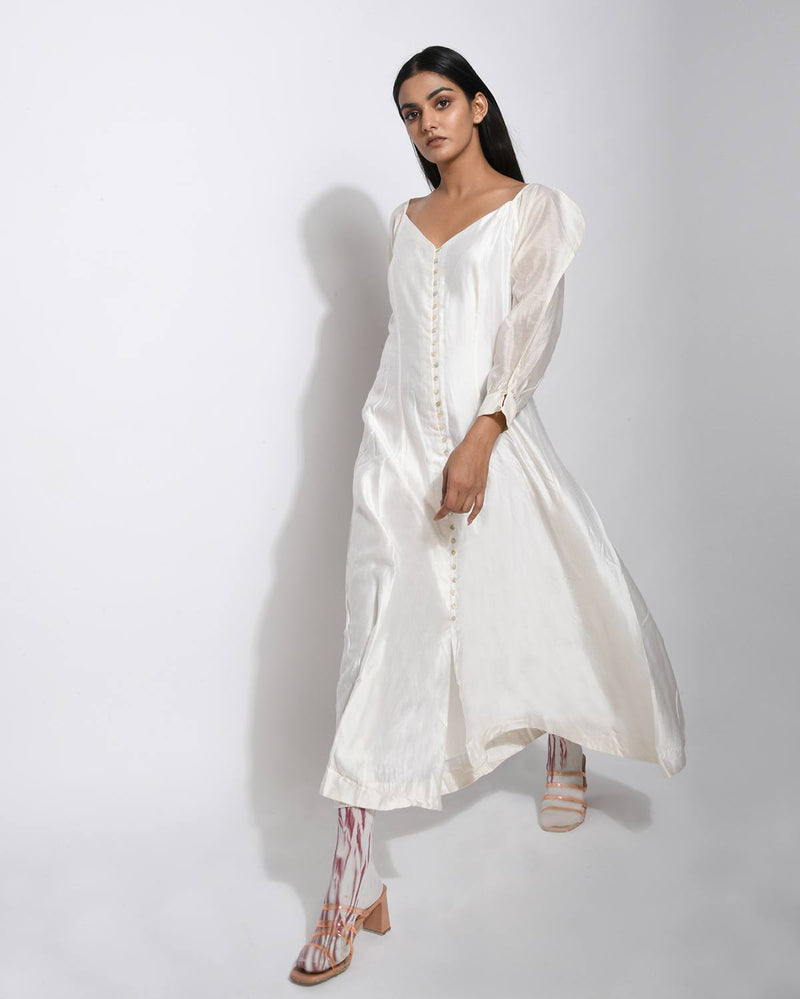 The Loom Art  Pearl White Silk Dress