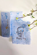 Unalome Happy Day Blue Textile Paper Wishcards - Set of 5