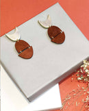 Noupelle  Lune Brown Upcycled Leather Earring