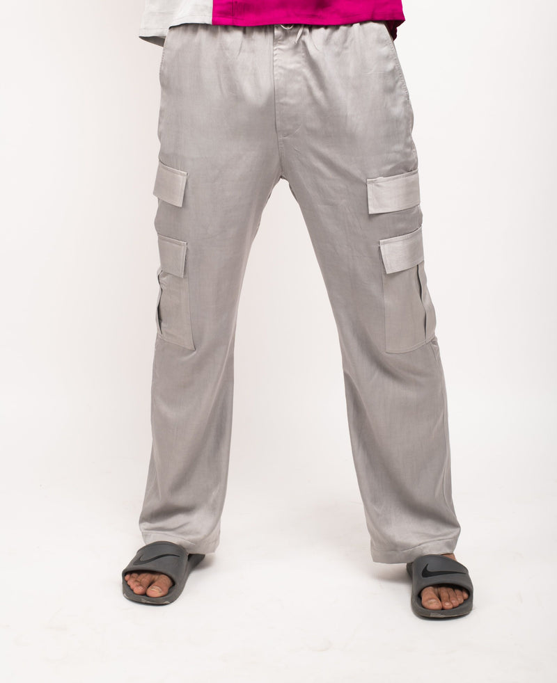 Neora by Nehal Chopra Bemberg Modal Silk Grey Cargos