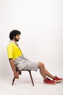 Neora by Nehal Chopra Bemberg Modal Silk Grey-Neon Colorblocked Men's Shirt