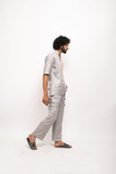 Neora by Nehal Chopra Bemberg Modal Silk Grey-Orange Pocket Men's Shirt