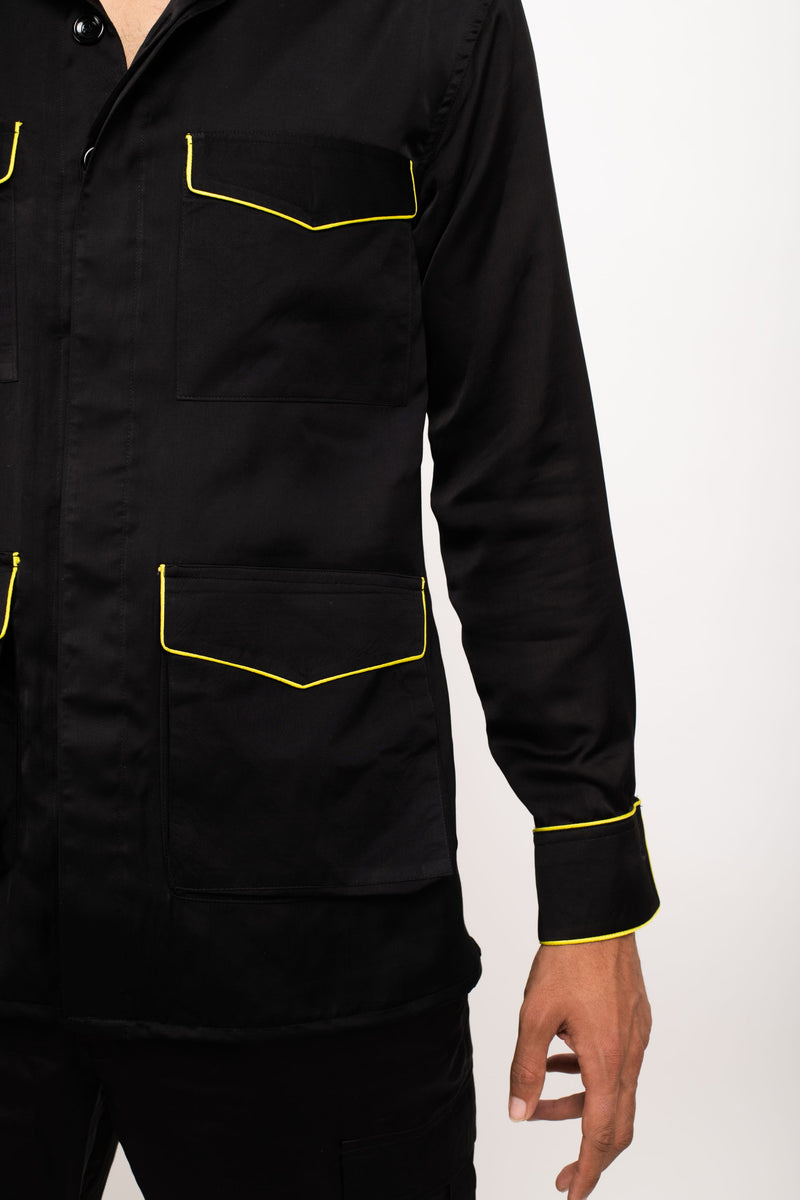 Neora by Nehal Chopra Bemberg Modal Silk Black-Neon Jacket