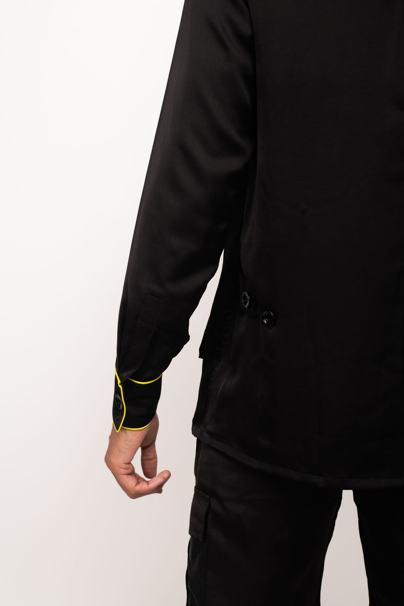 Neora by Nehal Chopra Bemberg Modal Silk Black-Neon Jacket