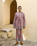 Upcycled Rhodonite Coat Bell Bottom Pants Co-ord set