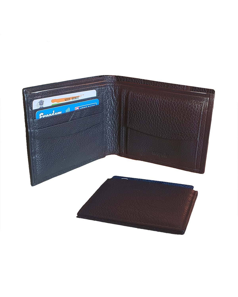 Noupelle  Black Bi-fold Upcycled Leather Wallet with Card case