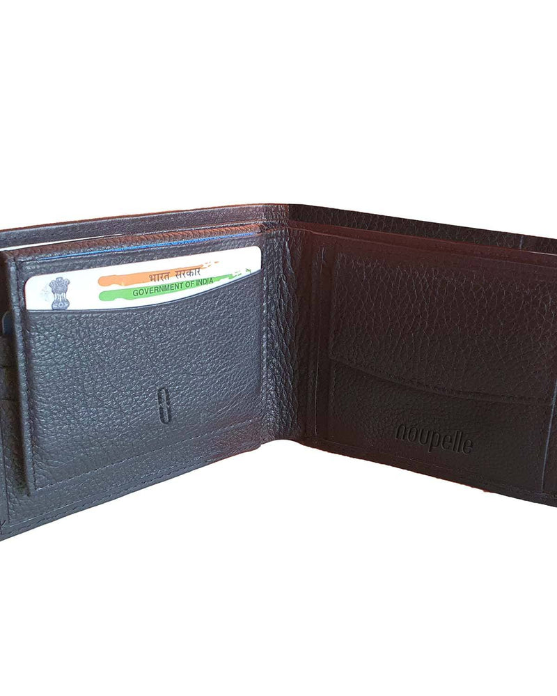Noupelle  Black Bi-fold Upcycled Leather Wallet with Card case