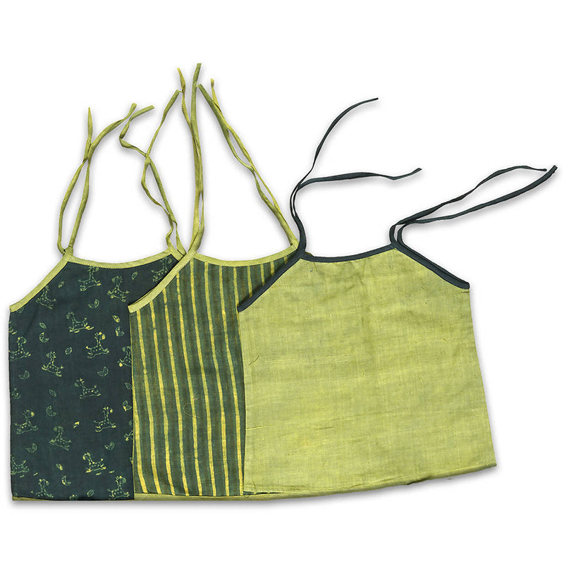 Ethically Made Unisex Classic green Jhabla set of 3