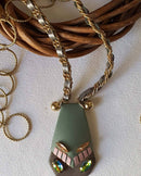 Noupelle  Nora Green Upcycled Leather Neck Piece