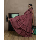 AC By Aratrika Chauhan 100% Organic Cotton Mulmul Maroon Dress - Stole set