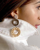 Noupelle  Orb Natural Upcycled Leather Earring