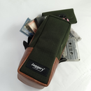 Jaggery Outback and Beyond Vertical Dopp Kit in Olive Green & Brown Salvaged Nubuck