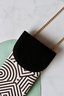 Whitefire Cotton & Vegan Leather Phone Bag in Geometric