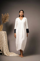 Taraasi Women's White Handwoven Beautiful Hand Stitches Dress