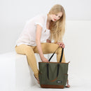 Jaggery Outback and Beyond Marlini Tote Bag in Rescued Army Olive Green Canvas & Salvaged Nubuck