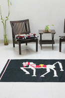 The Mango Tree Organic Cotton Handwoven Black Horse Dhurrie
