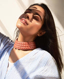 Noupelle  Pyramid Pink Upcycled Leather Neck Piece