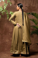 Taraasi Women's Olive Green Kalidar Full Length Kurta