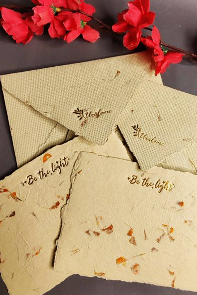 Unalome Be the Light Handmade Marigold Notecards - Set of 5