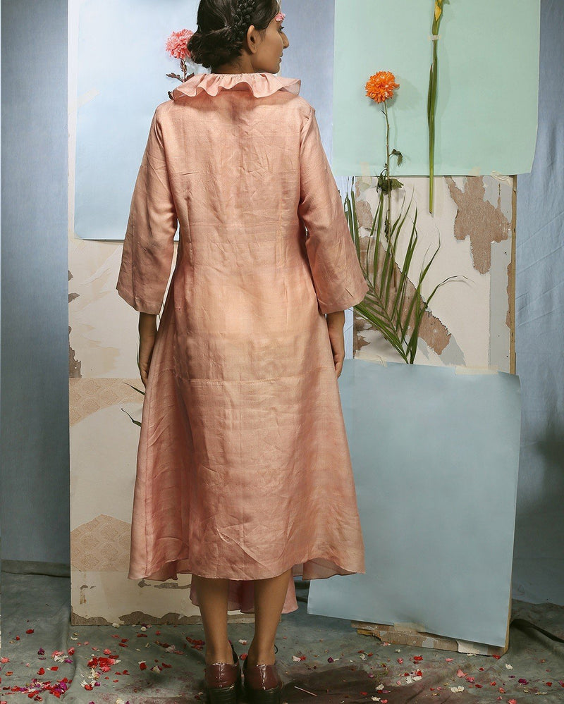 Ode By Oindrila & Arka  Ranga Highlow Dress in Matka Tussar Silk