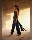 East 14  Bryant Flap Cotton Satin Flap Pants with Hand block Printing