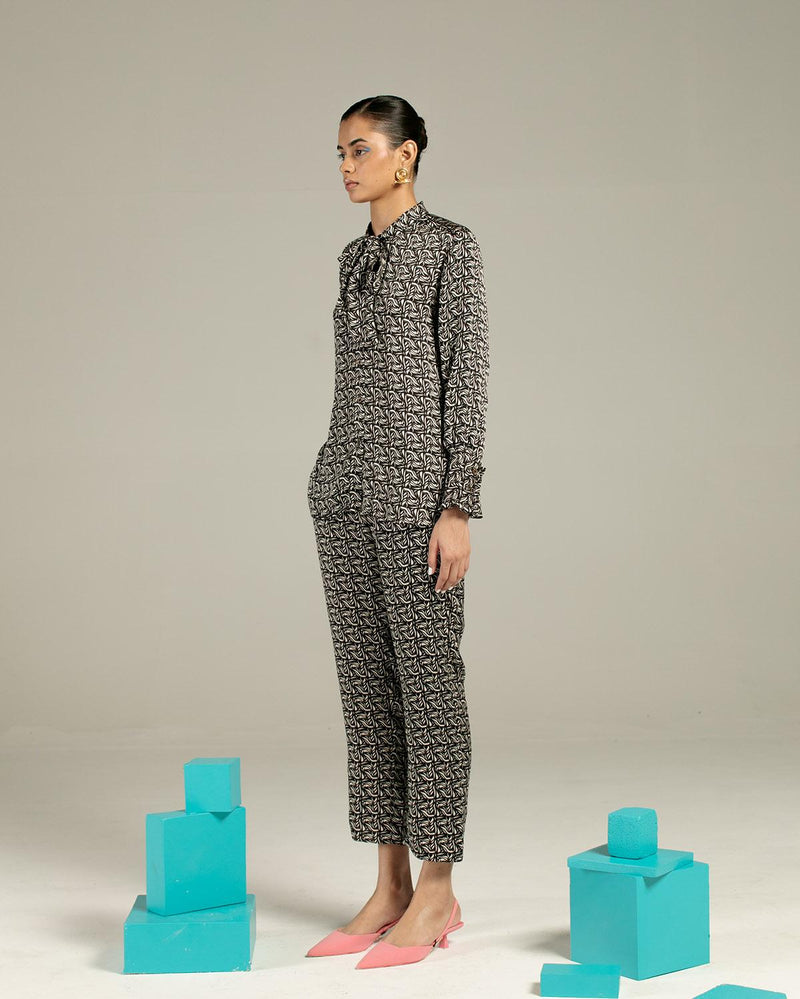 Studio Rigu  Azulik Knot Shirt and Trousers Co-ord in Vegan Silk