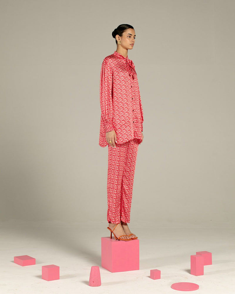 Studio Rigu  Hamilton Knot Shirt with Trousers Co-ord in Vegan Silk