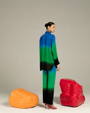 Studio Rigu  Lehriya Blue Shirt and Straight Trousers Co-ord in Vegan Silk