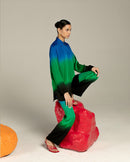 Studio Rigu  Lehriya Blue Shirt and Straight Trousers Co-ord in Vegan Silk